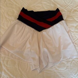 Elegant Women's White Shorts with Navy and Red Stripes